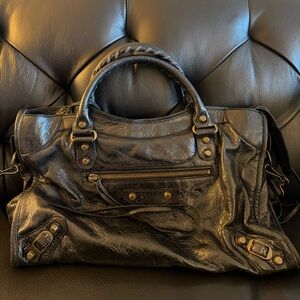 Balenciaga Classic City Bag 2005 Black Goat Leather Antique Brass